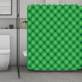 Green And White Plaid Pattern Print Polyester Shower Curtain