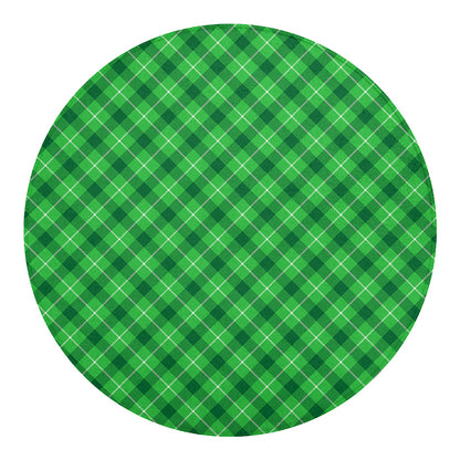 Green And White Plaid Pattern Print Round Blanket