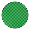 Green And White Plaid Pattern Print Round Floor Mat