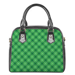 Green And White Plaid Pattern Print Shoulder Handbag