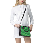 Green And White Plaid Pattern Print Shoulder Handbag