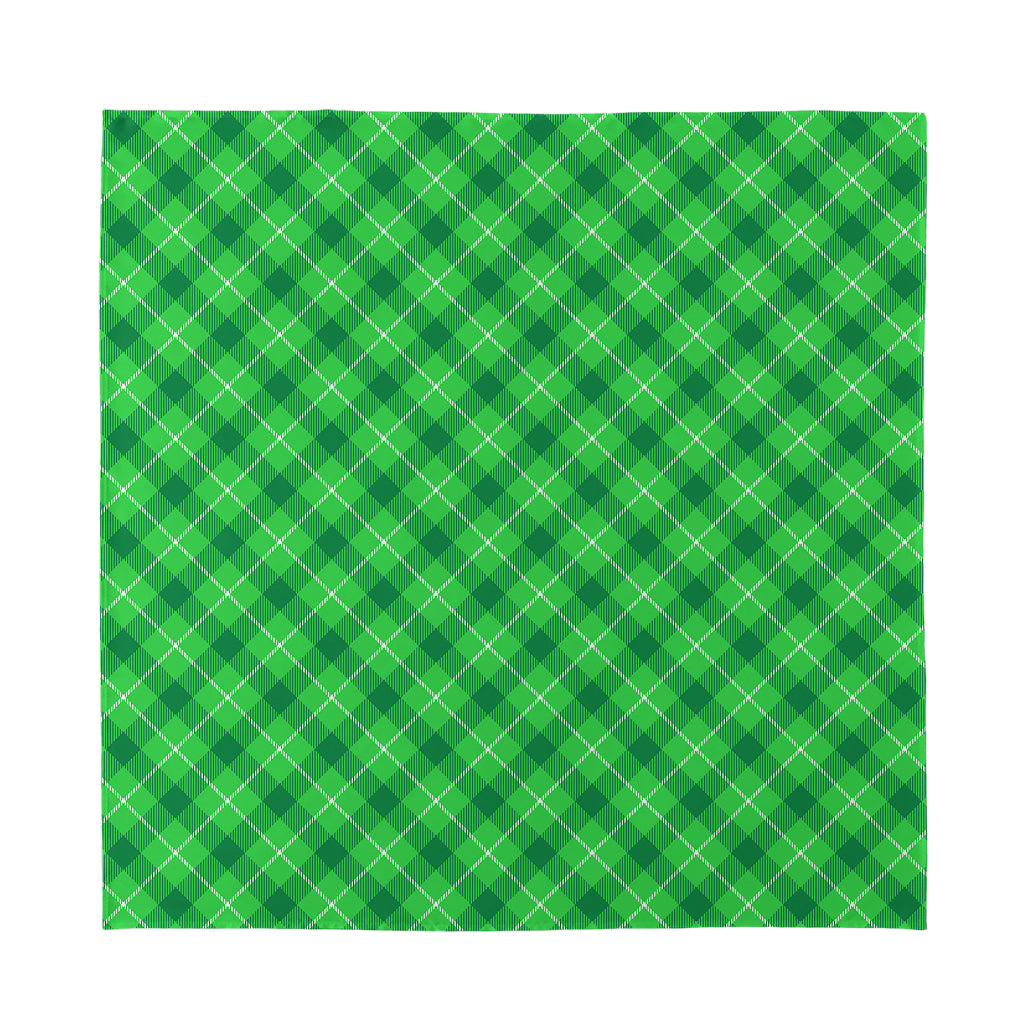 Green And White Plaid Pattern Print Silk Bandana