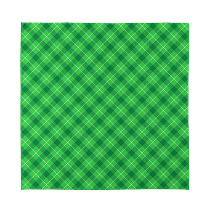 Green And White Plaid Pattern Print Silk Bandana