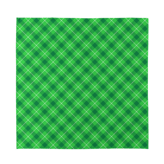 Green And White Plaid Pattern Print Silk Bandana