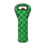 Green And White Plaid Pattern Print Single Neoprene Wine Tote