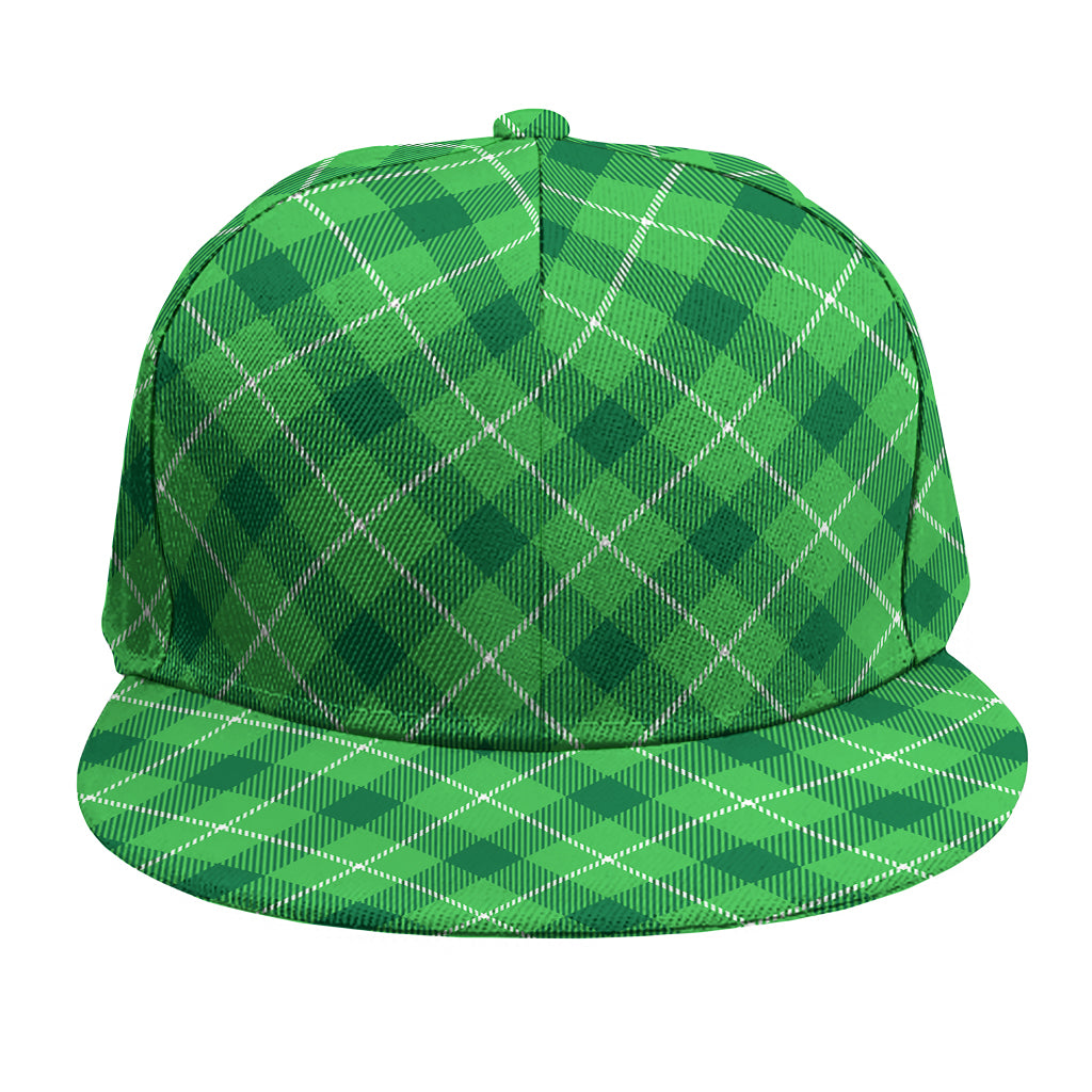 Green And White Plaid Pattern Print Snapback Cap