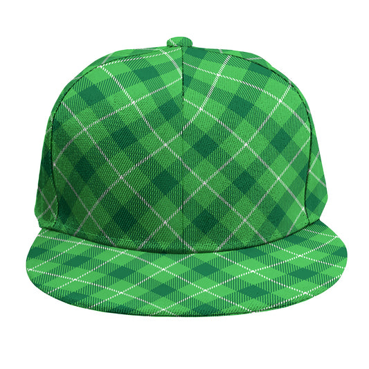 Green And White Plaid Pattern Print Snapback Cap