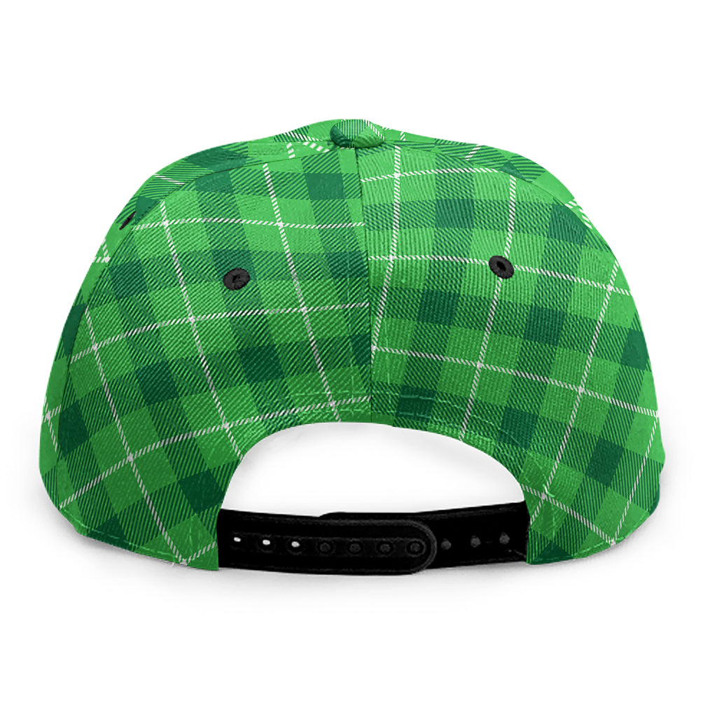 Green And White Plaid Pattern Print Snapback Cap