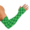 Green And White Plaid Pattern Print Sun Protection Arm Sleeves