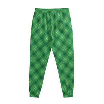 Green And White Plaid Pattern Print Sweatpants