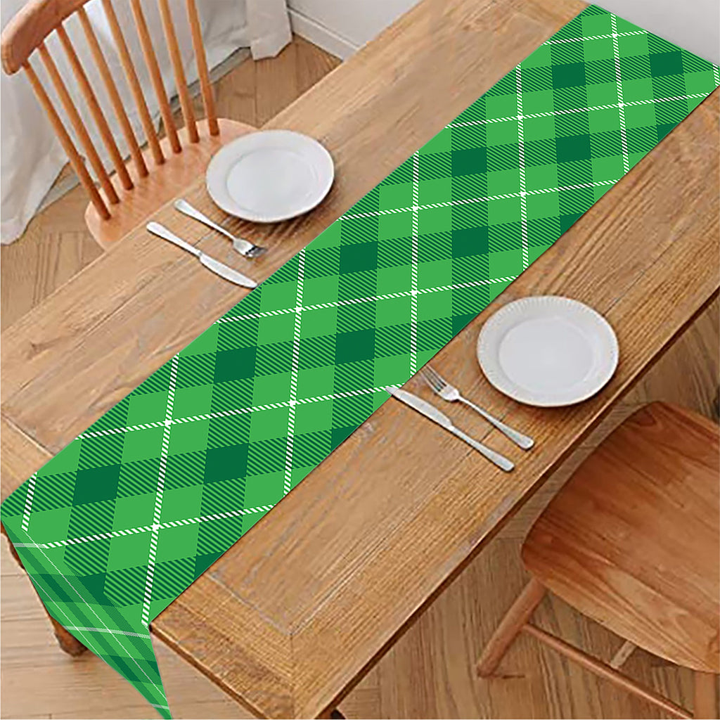 Green And White Plaid Pattern Print Table Runner