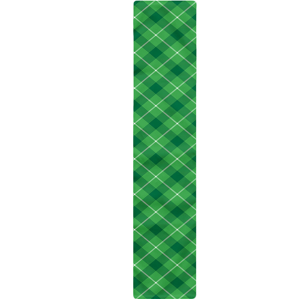 Green And White Plaid Pattern Print Table Runner