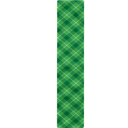 Green And White Plaid Pattern Print Table Runner