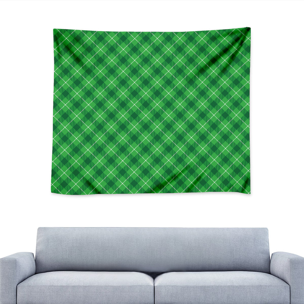 Green And White Plaid Pattern Print Tapestry