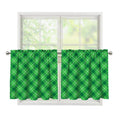 Green And White Plaid Pattern Print Tier Curtains