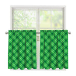 Green And White Plaid Pattern Print Tier Curtains