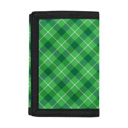 Green And White Plaid Pattern Print Trifold Wallet