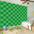 Green And White Plaid Pattern Print Wall Sticker