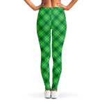 Green And White Plaid Pattern Print Women's Leggings