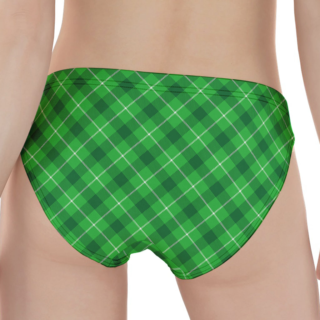 Green And White Plaid Pattern Print Women's Panties