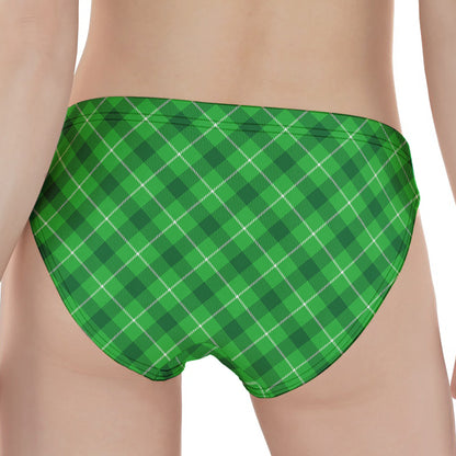 Green And White Plaid Pattern Print Women's Panties
