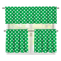 Green And White Polka Dot Pattern Print 3 Piece Kitchen Curtains
