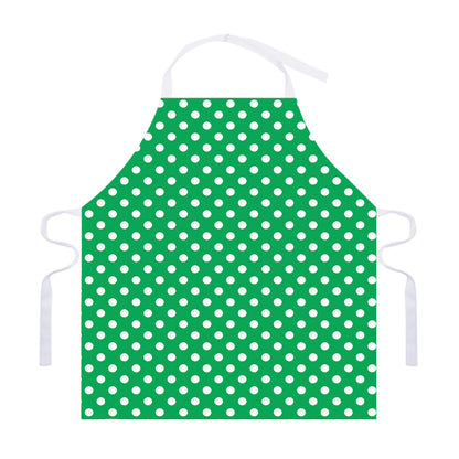 Green And White Polka Dot Pattern Print Adjustable Apron