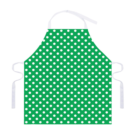Green And White Polka Dot Pattern Print Adjustable Apron