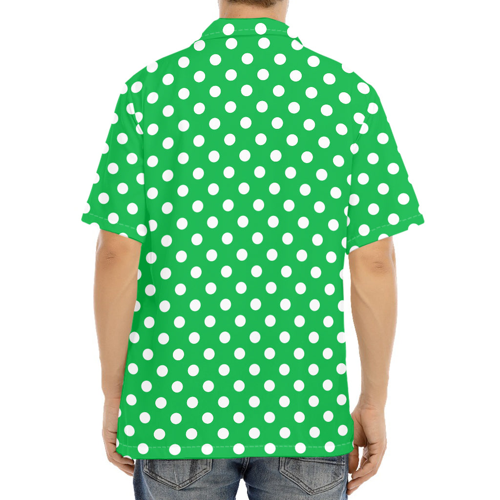 Green And White Polka Dot Pattern Print Aloha Shirt