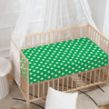 Green And White Polka Dot Pattern Print Baby Crib Sheet