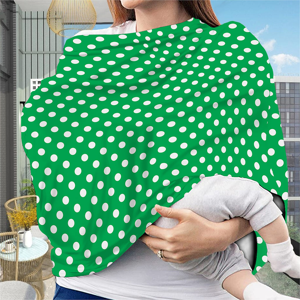 Green And White Polka Dot Pattern Print Baby Seat Cover