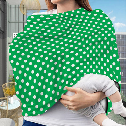 Green And White Polka Dot Pattern Print Baby Seat Cover