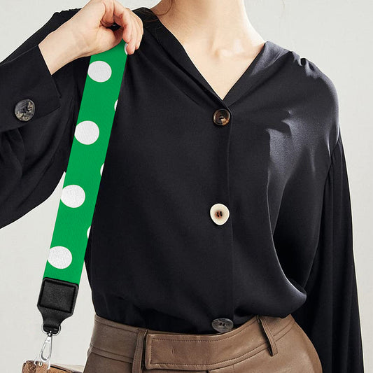 Green And White Polka Dot Pattern Print Bag Strap