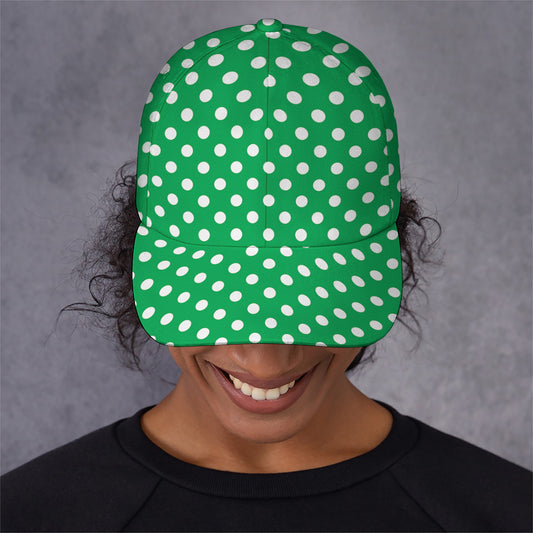 Green And White Polka Dot Pattern Print Baseball Cap
