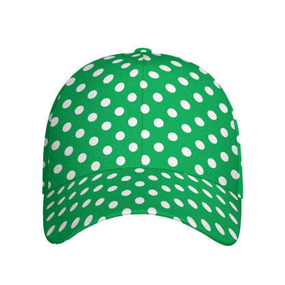 Green And White Polka Dot Pattern Print Baseball Cap
