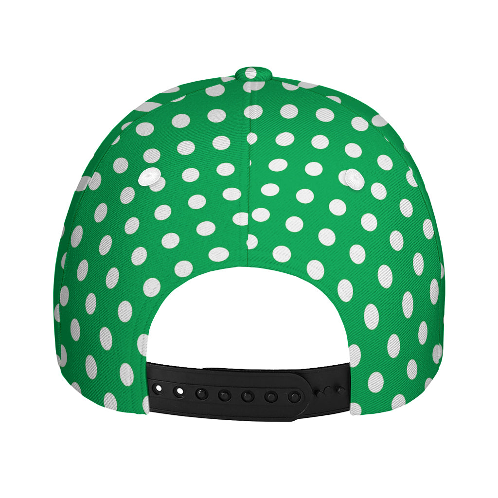 Green And White Polka Dot Pattern Print Baseball Cap