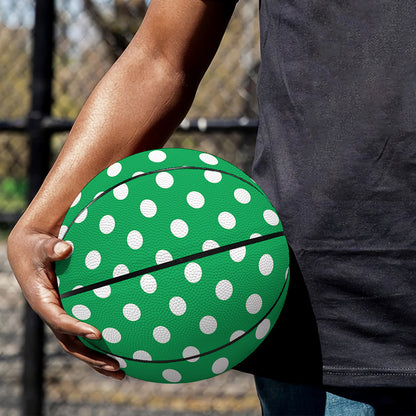 Green And White Polka Dot Pattern Print Basketball