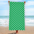 Green And White Polka Dot Pattern Print Beach Towel