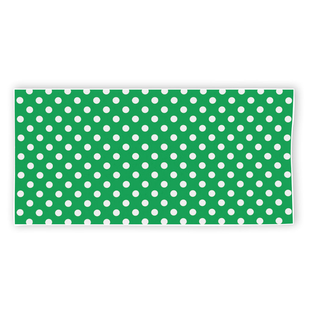 Green And White Polka Dot Pattern Print Beach Towel