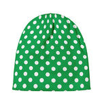 Green And White Polka Dot Pattern Print Beanie
