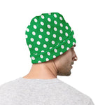 Green And White Polka Dot Pattern Print Beanie