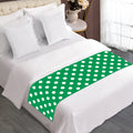 Green And White Polka Dot Pattern Print Bed Runner