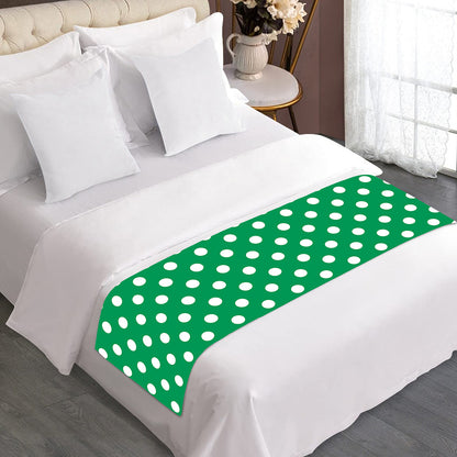 Green And White Polka Dot Pattern Print Bed Runner