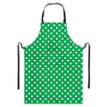 Green And White Polka Dot Pattern Print Bib Apron With Pocket