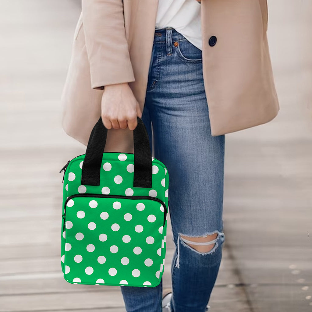 Green And White Polka Dot Pattern Print Bible Tote Bag
