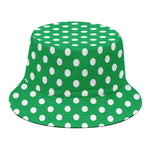 Green And White Polka Dot Pattern Print Bucket Hat