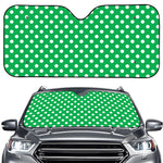 Green And White Polka Dot Pattern Print Car Windshield Sun Shade