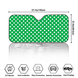 Green And White Polka Dot Pattern Print Car Windshield Sun Shade