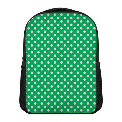 Green And White Polka Dot Pattern Print Casual Backpack