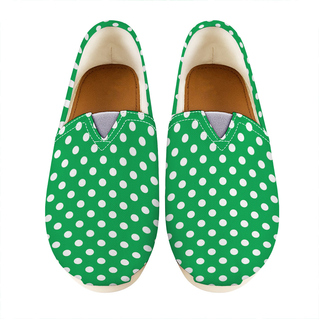 Green And White Polka Dot Pattern Print Casual Shoes